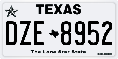 TX license plate DZE8952