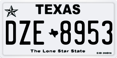 TX license plate DZE8953