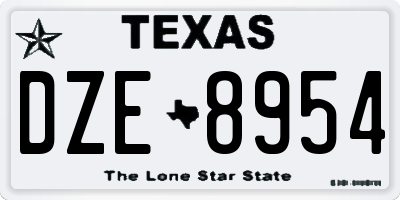 TX license plate DZE8954