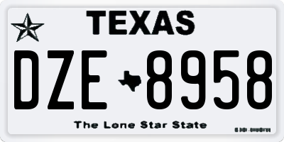 TX license plate DZE8958