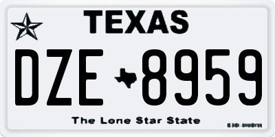 TX license plate DZE8959
