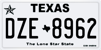 TX license plate DZE8962