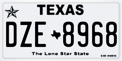 TX license plate DZE8968