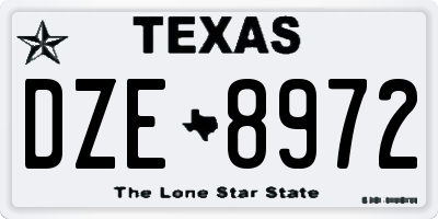 TX license plate DZE8972