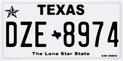 TX license plate DZE8974