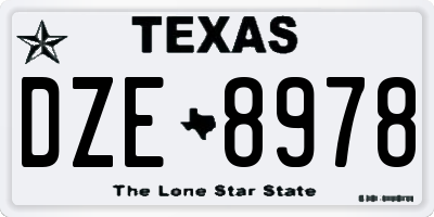 TX license plate DZE8978
