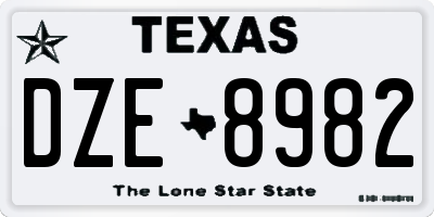 TX license plate DZE8982