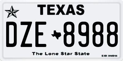 TX license plate DZE8988