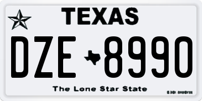 TX license plate DZE8990