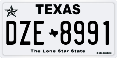 TX license plate DZE8991