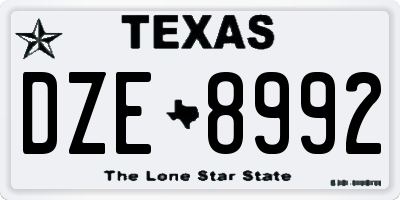 TX license plate DZE8992