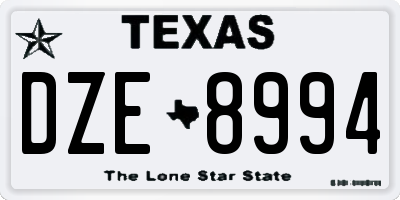 TX license plate DZE8994