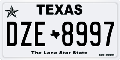 TX license plate DZE8997