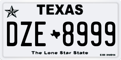 TX license plate DZE8999
