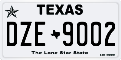 TX license plate DZE9002