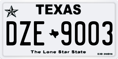 TX license plate DZE9003
