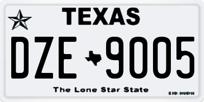 TX license plate DZE9005
