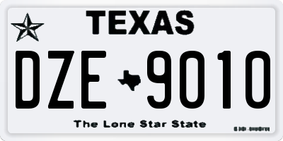 TX license plate DZE9010