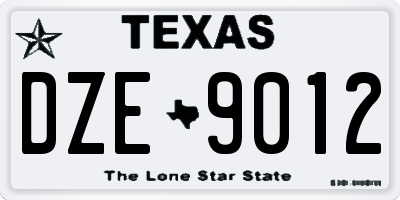 TX license plate DZE9012