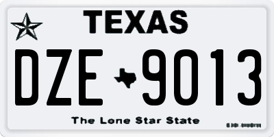 TX license plate DZE9013