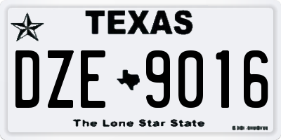 TX license plate DZE9016