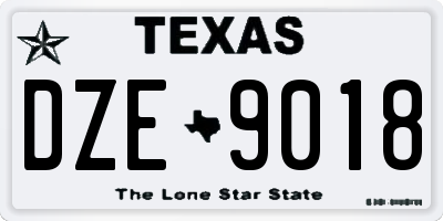 TX license plate DZE9018