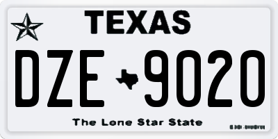 TX license plate DZE9020