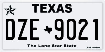 TX license plate DZE9021