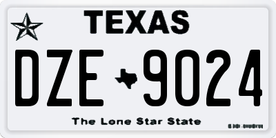 TX license plate DZE9024