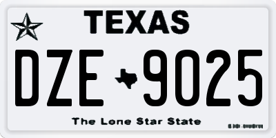 TX license plate DZE9025