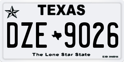 TX license plate DZE9026
