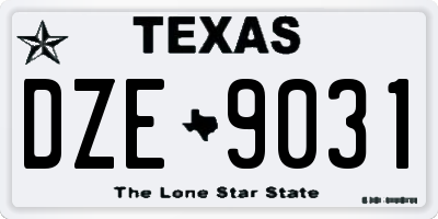 TX license plate DZE9031