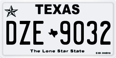 TX license plate DZE9032