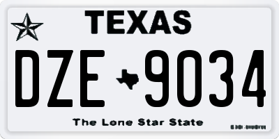 TX license plate DZE9034