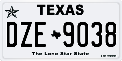 TX license plate DZE9038