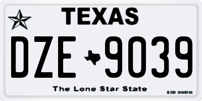 TX license plate DZE9039