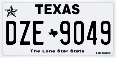 TX license plate DZE9049
