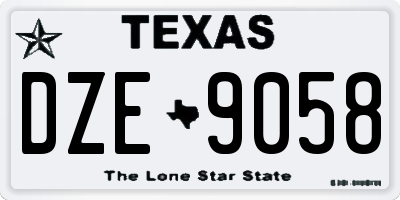 TX license plate DZE9058
