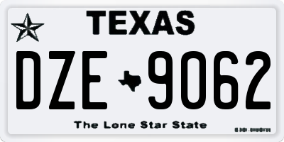 TX license plate DZE9062