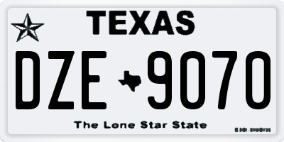 TX license plate DZE9070