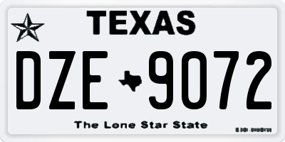 TX license plate DZE9072