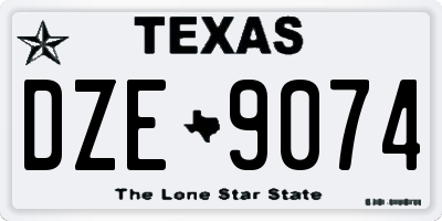TX license plate DZE9074