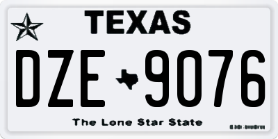 TX license plate DZE9076