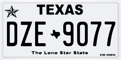 TX license plate DZE9077