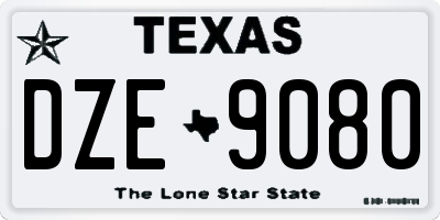 TX license plate DZE9080