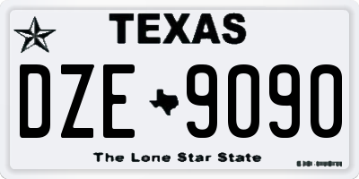 TX license plate DZE9090