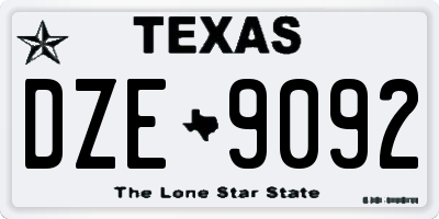 TX license plate DZE9092