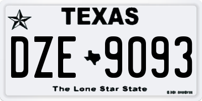 TX license plate DZE9093