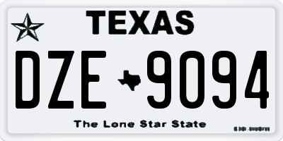 TX license plate DZE9094