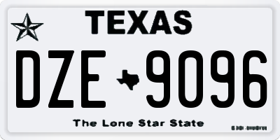 TX license plate DZE9096